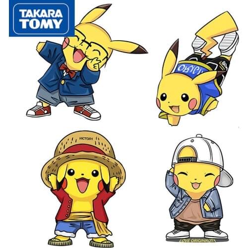 Takara Tomy Pikachu Car Sticker Cartoon Cute Scratch Cover Body Car Pull Flower Creative Personality Decorative Sticker