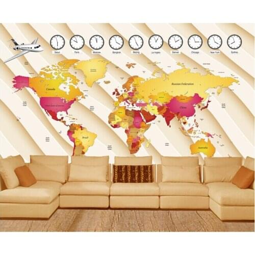 Custom wallpaper children cartoon mural , the world map for the living room TV wall Papel de parede para quarto wallpaper vinyl