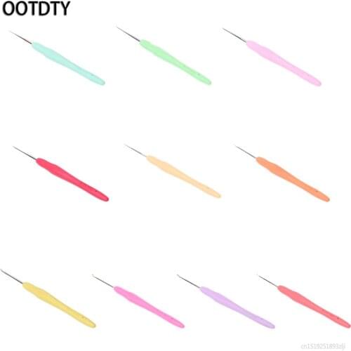 OOTDTY 1PC Ergonomic Metal Knitting Needles Crochet Hooks Tool With Soft Rubber Grips 0.5-2.75mm
