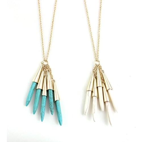 Peppers Shape Green White Marble Stone Tassels Necklace Kallaite Natural Stone Gold Chain Necklaces Matched Accessories Jewelry