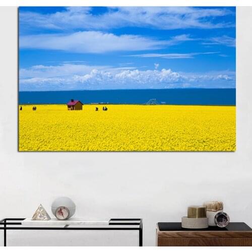 Landscape Canvas Painting Blue Sky and White Clouds Pastoral Scenery Posters And Prints Decoration Painting For Bed Room HD