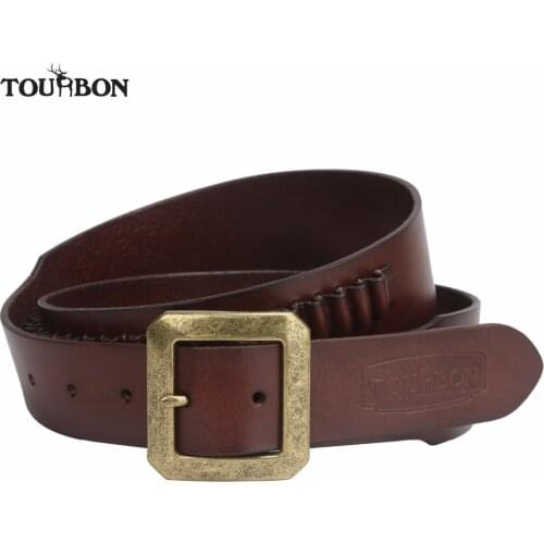 Tourbon Hunting Handgun Pistol .17 HMR / .22 LR Rimfire Cartridges Belt 20 Rounds Genuine Leather Ammo Bandolier Gun Accessories