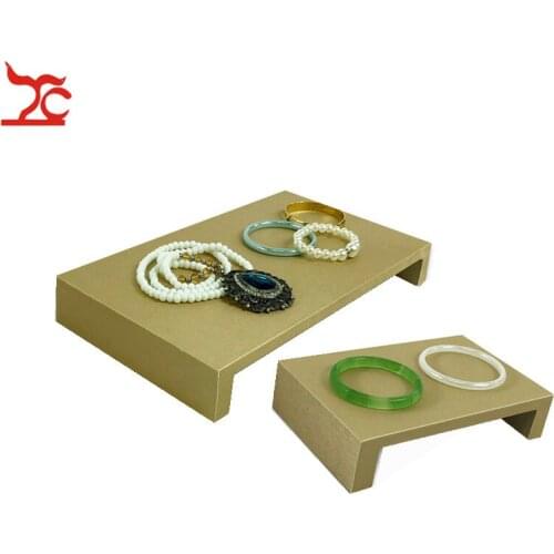 Fashion Faux Gold PU Jewelry Display Table Tray Shelf 2 Sizes Window Store Jewelry Display Raiser Exhibition Rack Counter Stand