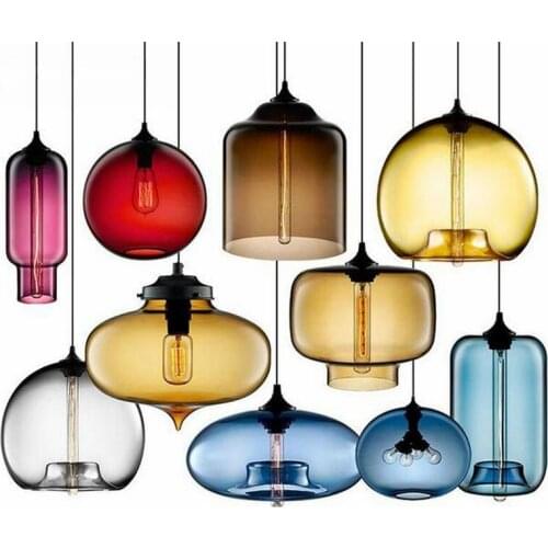 Nordic Stained Glass Pendant Lights Kitchen Light Fixtures Industrial Lamp Dining Room Hanglamp Suspension Luminaire Loft Decor