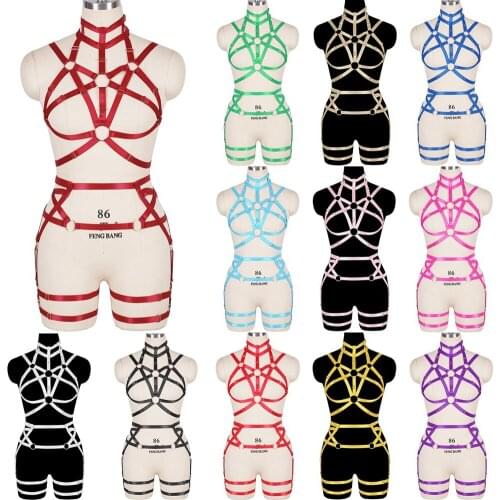 Rave Wear Light Sexy Bride Foot Bandage Sexy Lingerie Set Body Stockings Garter Belt Goth Plump Woman Chest Harness Fashion Bdsm