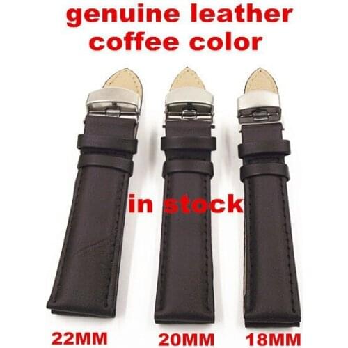 1pcs High quality 18MM 20MM 22MM genuine leather coffee color Watch band watch strap
