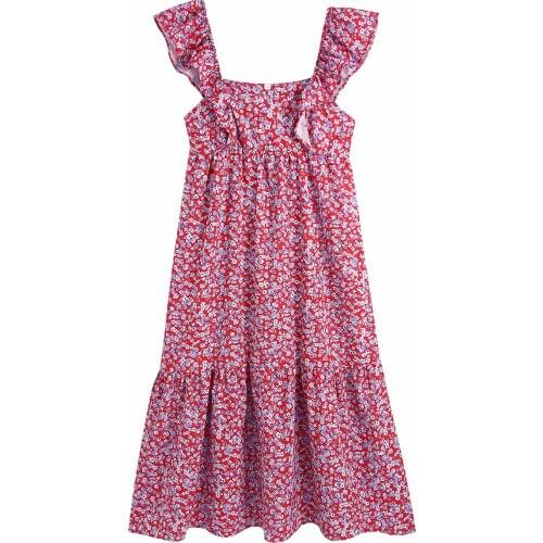 Pink Print Sweet Womens Dress 2021 Summer New Sleeveless ChicFemale Dress