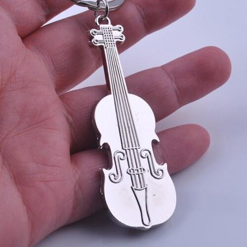 Silver Guitar Music Key Chains Creative Classic Personailzed Musical Note Car Key Ring Men Bag Accessories Decoration Wholesale
