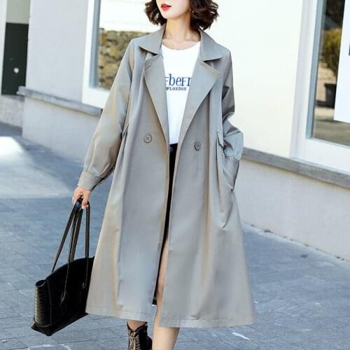 New Spring Autumn Fashion Casual Women Trench Coat Outerwear Loose Clothes Lady Plus Size Long Windbreaker Overcoat Tops R876