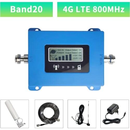 Europe 4g Cell Phone Amplifier 4G Cellular Signal Repeater 4G Signal Booster Band20 LTE 800MHz Mobile Signal Booster 4g Antenna