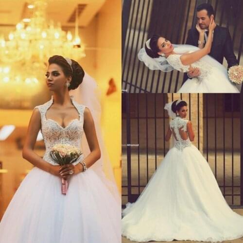 Gorgeous Beading A Line Islamic Wedding Dresses Romantic Tulles Skirt Court Train Bridal Gown Vestidos De Novia Brautkleider