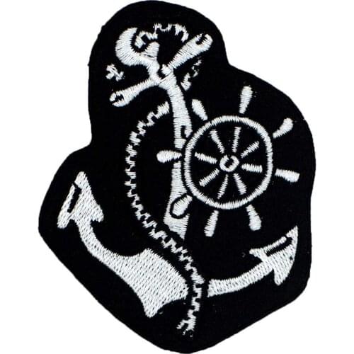 Ancre iron on backing funny punk rock embroidered biker motorcycle patches for vest