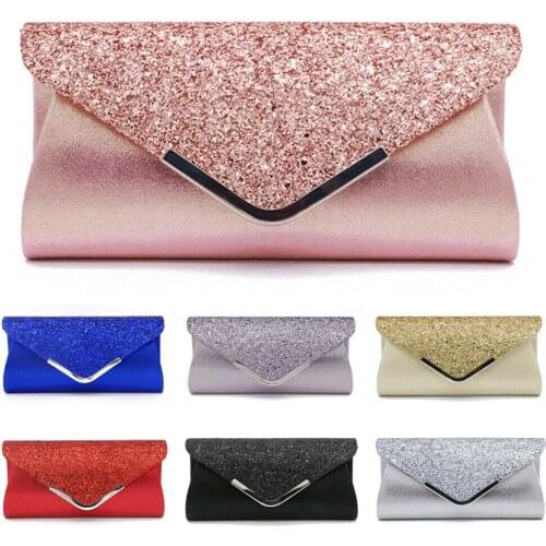 2019 Newest Hot Fashion Lady Women Satin Glitter Sequines Long Clutch For Evening Wedding Prom Purse Handbag Day Clutch