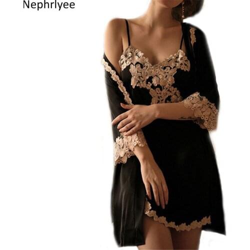 Women Robe Set Bride Bridesmaid Wedding Robe Gown Lace Sexy Kimono Bathrobe Night Dress Casual Nightgown Sleepwear SLP001491