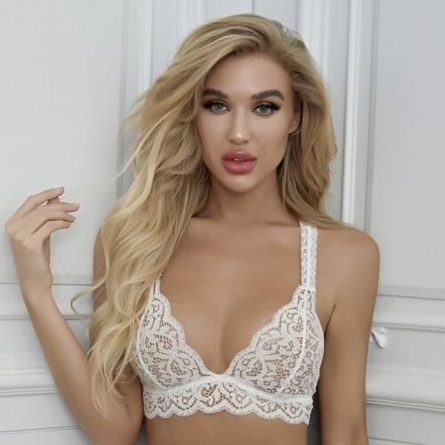 SP&CITY Summer Lace Transparent Bra Women White Sexy Lingerie See Through Hollow Out French Bralette Wire Free Thin Brassier