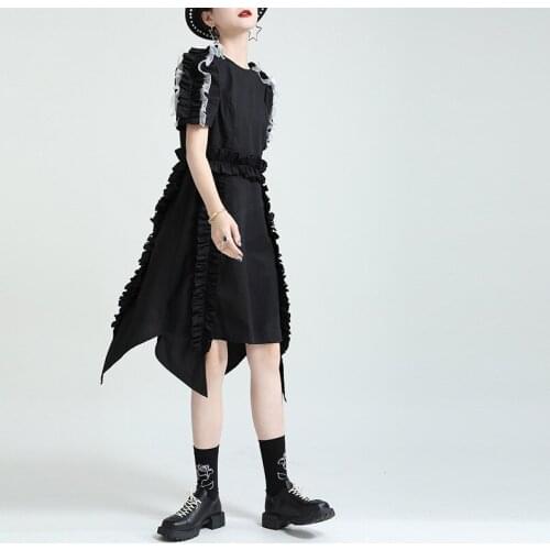 2021 New Summer High Quality Ladies Dress Irregular Loose Fashion Solid Color Women Dresses Casual Elegant Female Dress T260