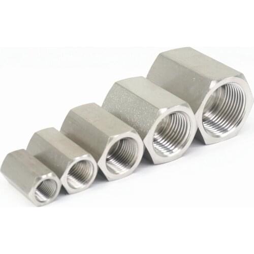 1/8" 1/4" 3/8" 1/2" 3/4" 1" BSP Female 304 Stainless Steel Hex Nut Rod Pipe Fitting Connector Adapter Max Pressure 2.5 Mpa