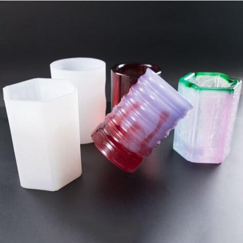 1Pc Pen Holder Mold Epoxy Large Pen Holder Cylindrical Square Multi-Specification Table Mould Pattern Pen Holder Silicone Mold