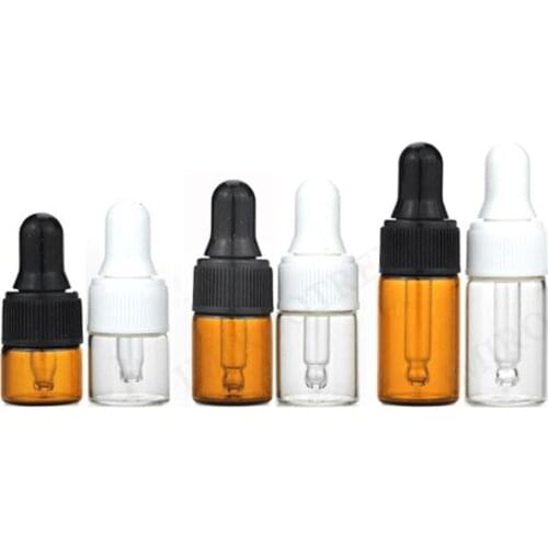 12pcsx 1ml 2ml 3ml Empty Essential Oil Glass Dropper Bottles with Different lids