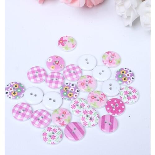 30Pcs Wooden Round Pink Buttons for Scrapbooking Crafts DIY Clothing Sewing Luggage Handmade Accessories Button Decoration