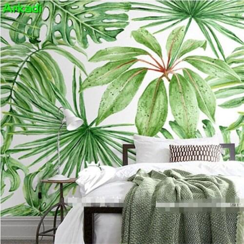 3D Southeast Asian Plant Leaf Poster Living Room Background Wallpaper Personality Restaurant Background Mural Nordic Bedroom