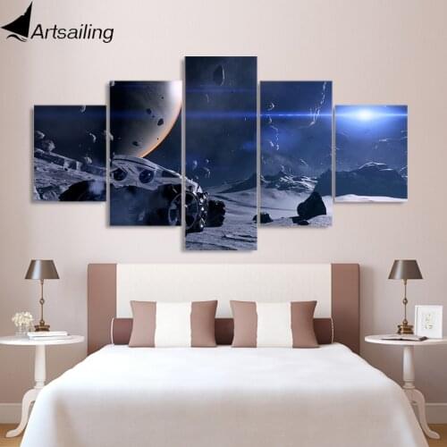 5 piece canvas painting Mass Effect war chariot HD posters and prints canvas painting for living room free shipping XA2248B
