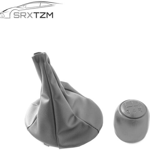 5 Speed Black Leather Gear Shift Knob Lever Gaiter Boot Cover Collar Case For FIAT PANDA 2003-2012 / 500 500C 2007-2013