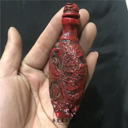 Antique decoration red coral snuff bottle home decoration office creative Phoenix