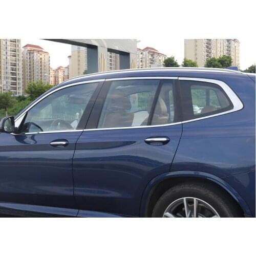 Stainless Steel Car Door Full Window Frame Window Sill Molding Trim Cover For BMW X3 G01 2018 2019 2020 2021 black silver