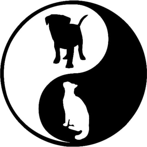 Personality Dog And Cat Yin Yang Car Sticker Accessories Laptop Decal KK Vinyl PVC 12cm*12cm