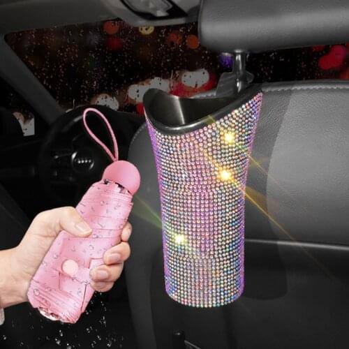 Car Umbrella Holder Crystal Waterproof Storage Bag Folding Umbrella Bucket Diamond Women Universal Auto Storage Tools