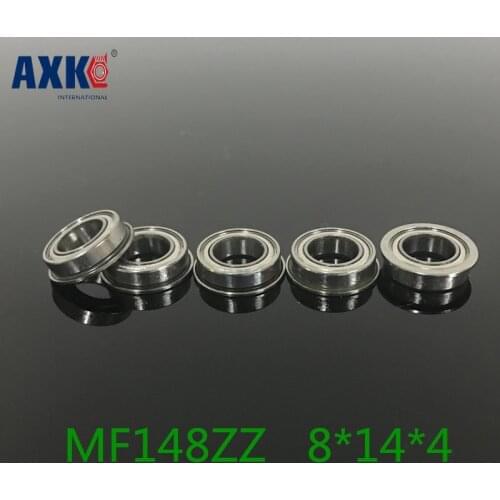 Axk 10pcs Flanged 8x14x4 Blue Rubber Bearings Abec-3 Mf148 ZZ MF148Z