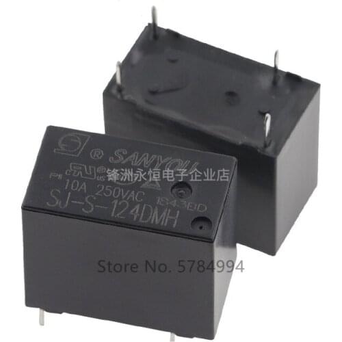 Free shipping 100PCS NEW SJ-S-105DMH SJ-S-112DMH SJ-S-124DMH 5VDC 12VDC 24VDC 10A 250VAC Relay 4PIN