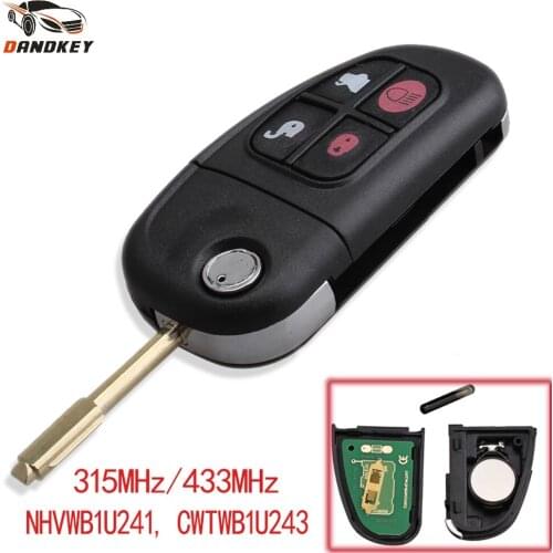 Dandkey 4 Button Fob For Jaguar X-Type S-Type XJ XK NHVWB1U241 CWTWB1U243 315Mhz/433Mhz Flip Folding Smart Remote Key