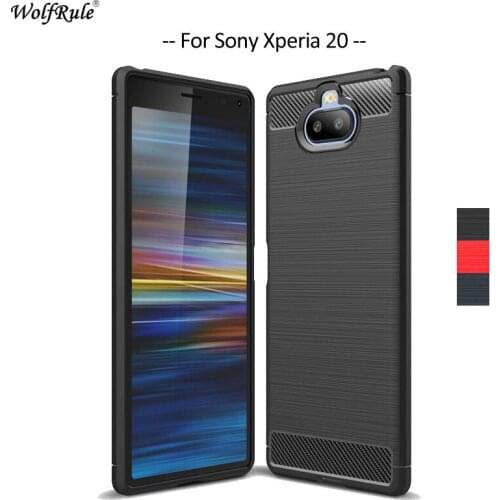Carbon Fiber Phone Case For Sony Xperia 20 Case Soft TPU Back Cover For Sony Xperia 20 Rugged Phone Bumper For Xperia 20