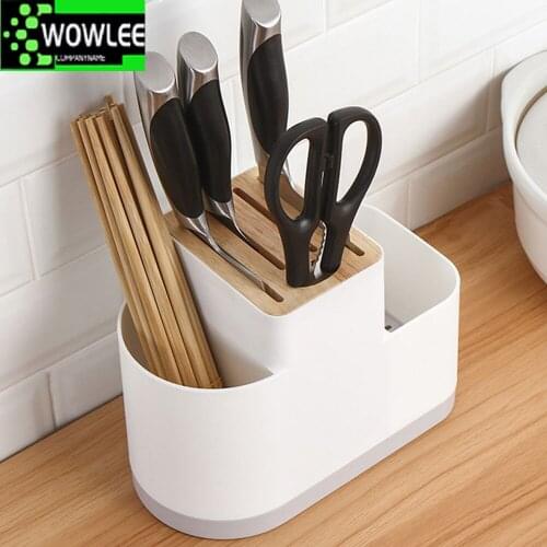 Utensil Holder Knife Block ABS Flatware Drainer Storage Box Spoon Fork Chopsticks Kitchen Organizer Rack