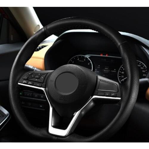 DIY Black Faux Leather Steering Wheel Cover For Nissan X-TRAIL Qashqai Bluebird Sylphy Kicks Teana Bluebird Tiida Comfortable