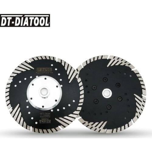 DT-DIATOOL 2pcs 180mm Hot Pressed Diamond Turbo Blade With Slant Protection Teeth For Concrete Tile Granite Marble Masonry