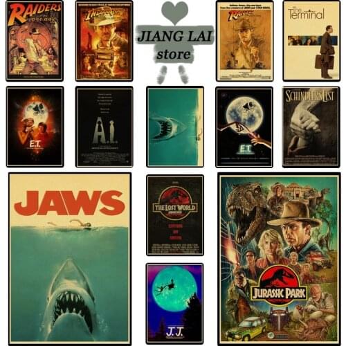 E.T. /JAWS/The Termina/Jurassic Park Spielberg Movie Vintage Paper Poster Wall Painting For Living /Kids Room Home coffee bar
