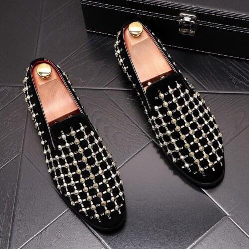 ERRFC Luxury Designer Men Loafer Shoes Round Toe Slip On Stylish Casual Comfort Shoes Rivets Charm Web Celebrity Zapatos 38-43