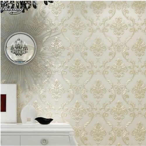 Beibehang European non - woven wallpaper 3d three - dimensional relief relief bedroom background wallpaper green