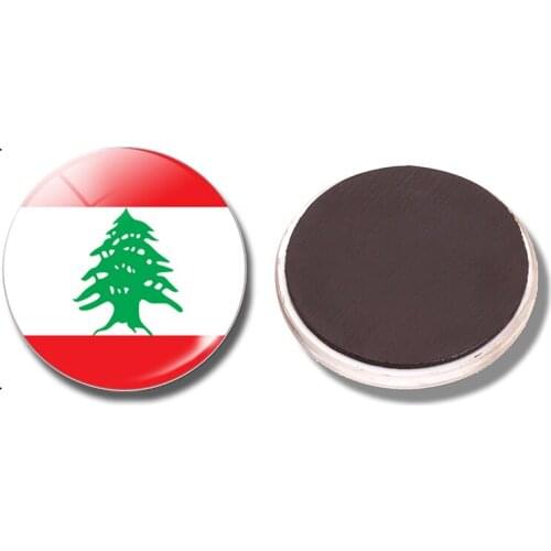 The Republic of Lebanon Flag 30 MM Fridge Magnet Lebanese Flag Glass Dome Magnetic Refrigerator Stickers Note Holder Home Decor