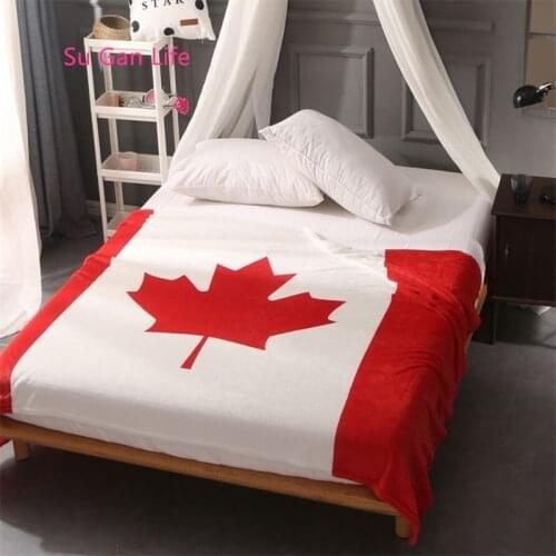 Red Canada British Flag/American Flag Fleece Throw Blankets For Beds Sofa Super Soft Plaid Bedspread Warm Bed Linens