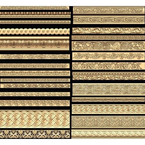 Approx 27pcs 3D STL Model Decor horizontal frieze 3d model relief for cnc carving engraving in STL file format Aspire Artcam