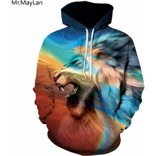Hipster 3D Hiphop Hoodies Galaxy Animal Colorful Lion Print Men/Women Streetwear Pullover Hooded Sweatshirts Coat Boy Jacket 5XL