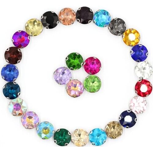 20pcs Mixed Color Flower Shape Crystal Sew Rhinestones Flactback for Craft Sweater Diy Garment Decoration Wedding Dress Beads