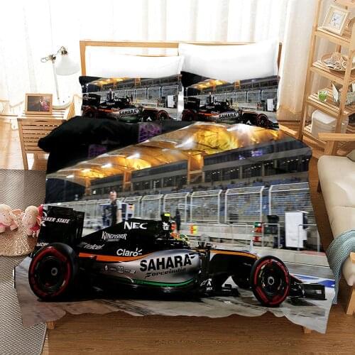 F1 Cycle Racing Bedding Cover Set Quilt Duvet Cover Pillowcases Overtaking Track Bed Linens Set 2-3PCS Twin Queen King Size