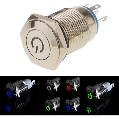 16MM Metal Push Button Switch Button, Waterproof Reset Type Start Button Electronic Switch