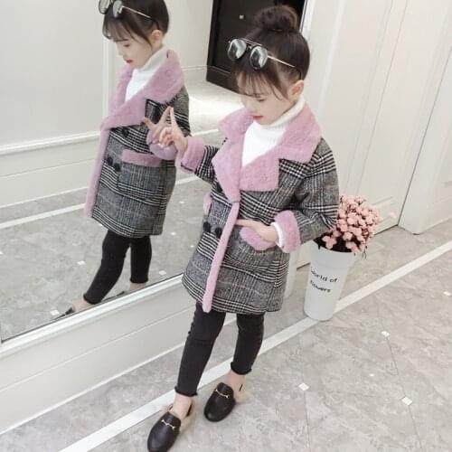 Fashion Winter Girls Long Jacket Thick Warm Plaid Coats Heavyweiht Fashion Girl Outerwear Children New Kids Coats Child Clothing
