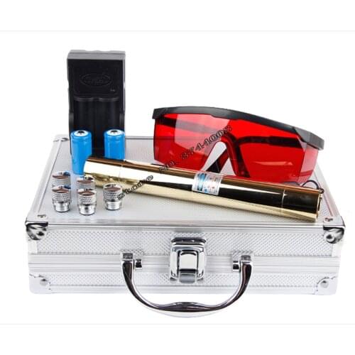 High Power 2W Lengthen Blue Laser Pointers 450nm Lazer sight Flashlight Burning Match/Burn cigars included 18650 battery